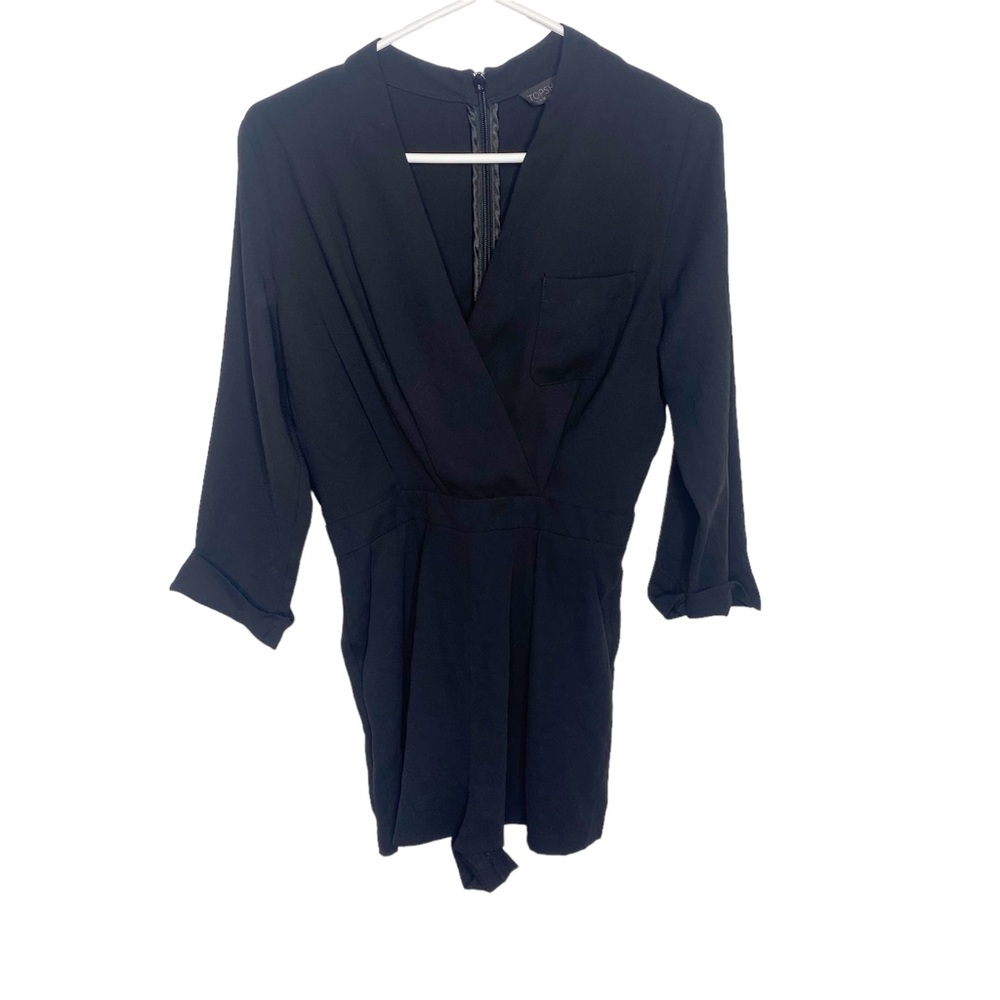 Topshop black romper faux wrap size 4